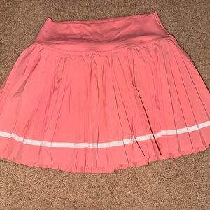 aerie Coral Pleated Mini Skirt with White Stripe